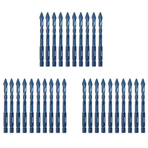 Slicooken 30 Stück Exzenterbohrer mit Hoher Härte, Präzisionsbohren Von 6 mm Glasfliesen, Keramik, Steinplatten, Dreiecksbohrer Slicooken 30 Stück Exzenterbohrer mit Hoher Härte, Präzisionsbohren Von 6 mm Glasfliesen, Keramik, Steinplatten, Dreiecksbohrer von Slicooken