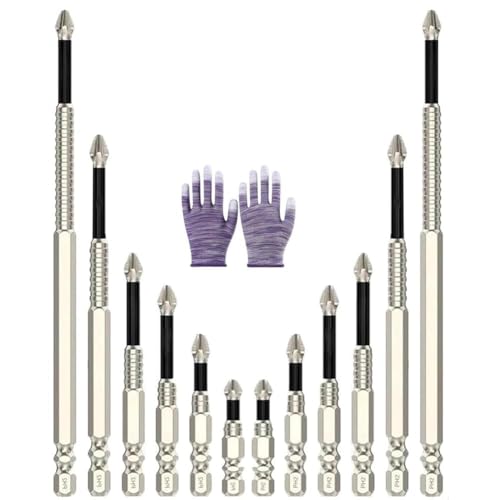 Slicooken Magnetische Dauerhaftigkeit Schraubendreher Bohrer Bit Hardklots Schrauben Bits Anti-Rutsch Magnetische Elektroschraubendreher Set Visulong Hochmagnetische Schraubendreherbohrbit SET SET von Slicooken