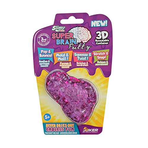 SLIMY Super Brain Putty 22g Sparkle & Glitter - intelligente Dough Play Hüpfknete, magische Modelliermasse in 18 tollen Farben im transparenten 3D - Container, BPA- und glutenfreie Kinderknete von Slimy