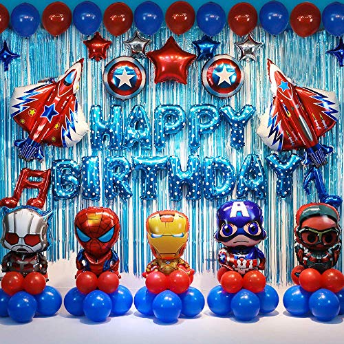 Yoazroan Superhelden Geburtstags Deko Jungen Helden Geburtstag Party Ballon Superhero Party Decorations Sätze Ideal für Kinder Themen Partys von Yoazroan