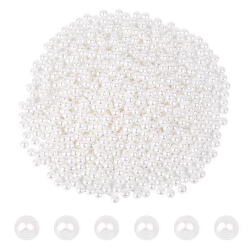 1000 Stück Kunstperlen 4 mm Perlen zum Basteln Weiß Runde Perlen für Schmuckherstellung lose Perlen mit Löchern kleine Kunstperlen zum Aufnähen von Armbändern Halsketten von Sliverdew