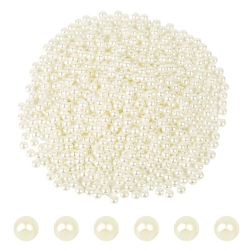 1000 Stück 6 mm Perlen zum Basteln Kunstperlen Beige Runde Perlen für Schmuckherstellung lose Perlen mit Löchern Cremeweiß Kunstperlen von Armbändern Halsketten von Sliverdew