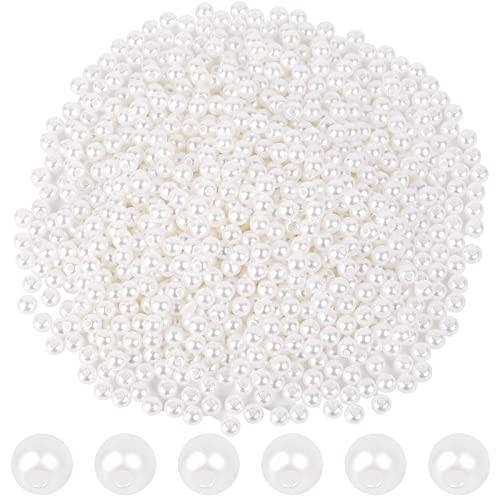 1000 Stück Kunstperlen 6 mm Weiße Perlenperlen für die Schmuckherstellung lose Perlen mit Löchern runde Kunstperlen zum Basteln von Armbändern Halsketten von Sliverdew