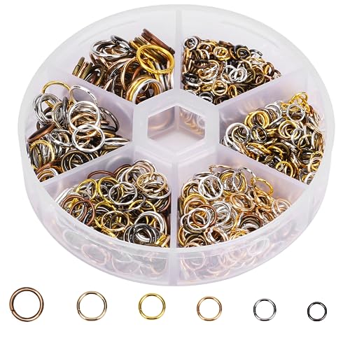 1000 Stück Schmuck Reparatur Ringe Schmuckherstellung Ringe Mehrfarbig Sprung Ringe Metall Offene Ringe Schmuck DIY Findings für Halskette Ohrringe Armbänder 4mm 5mm 6mm 8mm 9mm 10mm von Sliverdew