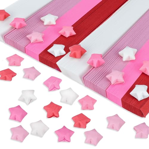 1080 Blatt Faltstern Papierstreifen Origami Sterne Papier Doppelseitige Glücksstern Papierstreifen Farbverlauf rot Origami Faltpapier für Kinder Studenten DIY Handwerk von Sliverdew