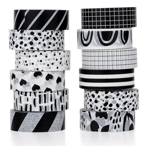 12 Rollen Washi Tape Set Schwarz Weiß Klebebänder Gitter Washi Liebesmuster Tape Set Schwarz Weiß Dekoratives Klebeband Abdeckband Dekor für Scrapbooking Tagebuch Planer Geschenkverpackung 12 Rollen Washi Tape Set Schwarz Weiß Klebebänder Gitter Washi Liebesmuster Tape Set Schwarz Weiß Dekoratives Klebeband Abdeckband Dekor für Scrapbooking Tagebuch Planer Geschenkverpackung von Sliverdew