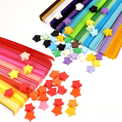 1350 Blatt Origami Papiersterne 27 Farben Faltstern Papierstreifen doppelseitige Origami Glückssterne farbige Faltstreifen für Stern Origami Papier für Kinder, Studenten, DIY Bastelarbeiten von Sliverdew