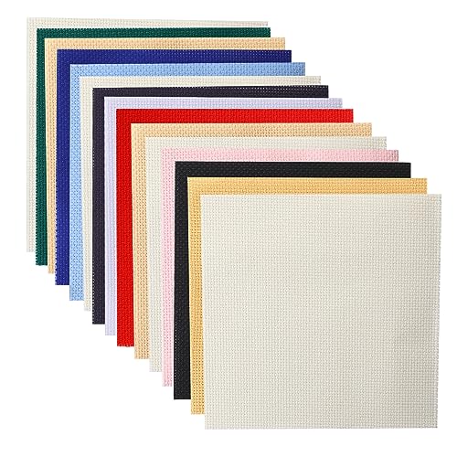15 Stück Kreuzstich-Stoff, verschiedene Farben, Kreuzstichblätter, weißer Stickstoff, 15 x 15 cm, Kreuzstich, quadratisches Tuch zum Selbermachen, Kreuzstich, Stoff für Stickerei 15 Stück Kreuzstich-Stoff, verschiedene Farben, Kreuzstichblätter, weißer Stickstoff, 15 x 15 cm, Kreuzstich, quadratisches Tuch zum Selbermachen, Kreuzstich, Stoff für Stickerei von Sliverdew
