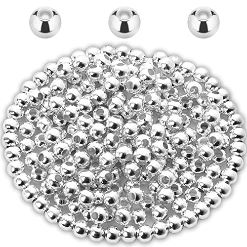 200 Pcs 5mm Silber Spacer Perlen für Schmuck Machen,Versilbert Metall Perlen mit Loch Edelstahl Spacer Perlen Runde Lose Charme Kappen Perlen für DIY Schmuck Machen Armband Halskette Crafting von Sliverdew