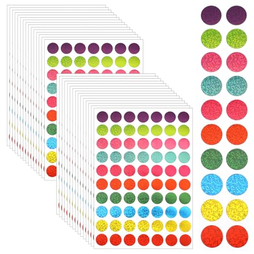 2100 Stück Glitzer Klebepunkte 19mm Runde Punktaufkleber funkelnde Farbkodierung Etiketten 10 Farben bunte Selbstklebende Aufkleber für Büro Klassenzimmer DIY von Sliverdew