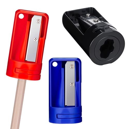 3 Stück Zimmermanns-Bleistiftspitzer, Farbe Bleistiftspitzer, Tischler Bleistiftspitzer, Anspitzer für Zimmermannsbleistift, Bleistiftschneider für Holzbearbeitung, Gemischte Farben von Sliverdew