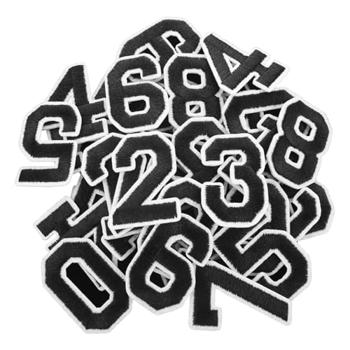 30 Stück 0-9 Zahlen Bestickte Patches Zahlen Number Aufnäher zum Aufbügeln Selbst Gestalten Stoff Applikation für Kleid Jeans Jacken Hüte Schuhe Basteln Dekoration, Schwarz von Sliverdew