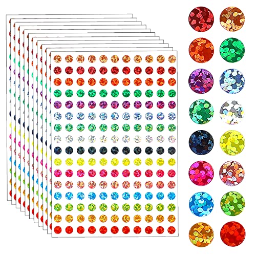 3520 Stück Glänzende Kreis Dot Aufkleber Sparkle Farbcodierung Etiketten 16 Farben Kleine Runde Punkt Aufkleber Laser Bunte Kreis Dot Aufkleber für Klassenzimmer Büro DIY von Sliverdew