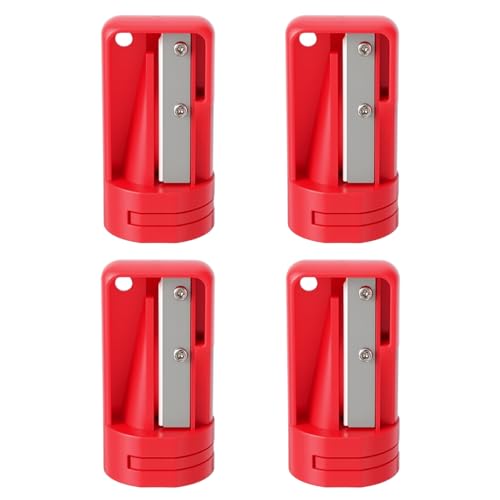 4 Stück Bleistiftspitzer, Tischler Bleistiftspitzer, Anspitzer für Zimmermannsbleistift, Zimmermanns-Bleistiftspitzer, Holzarbeiten, Bleistiftschneider für Holzbearbeitung, Rot von Sliverdew