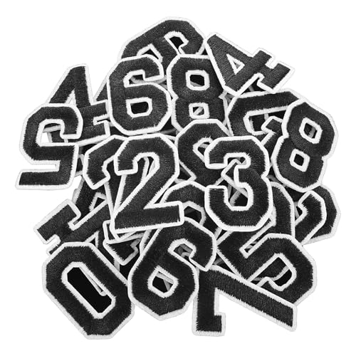 40 Stück 0-9 Zahlen Bestickte Patches Zahlen Number Aufnäher zum Aufbügeln Selbst Gestalten Stoff Applikation für Kleid Jeans Jacken Hüte Schuhe Basteln Dekoration (Schwarz) von Sliverdew