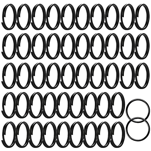 50 Stück 10mm Schlüsselring Schwarz Spaltringe Metall Runde Schlüsselring Flaches Schwarzes Schlüsselring Edelstahl Split Ringe Sets Für Schlüsselbund Schmuck Basteln Halsketten Armband DIY von Sliverdew