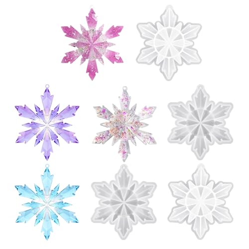 4Pcs Silikonform Schneeflocke, Schneeflocke Harz Formen Silikon, Schneeflocken Silikonform, Silikonformen Epoxidharz DIY, 3D Schneeflocke Gießen Formen, Harz Ornamentformen für Epoxidharz 4Pcs Silikonform Schneeflocke, Schneeflocke Harz Formen Silikon, Schneeflocken Silikonform, Silikonformen Epoxidharz DIY, 3D Schneeflocke Gießen Formen, Harz Ornamentformen für Epoxidharz von Sliverdew