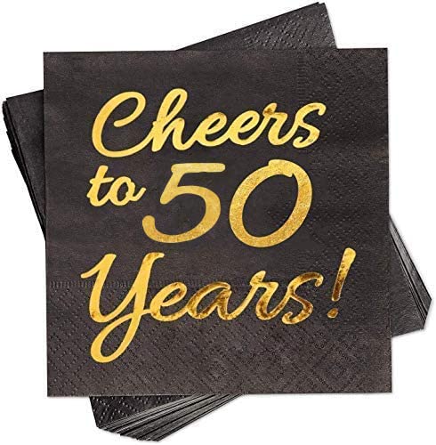 Dekorationen zum 50. Geburtstag für Männer – Prost bis 50 Jahre Servietten zum 50. Jahrestag Dekorationen 12,7 x 12,7 cm, Einweg-Cocktail-Servietten, Papier für 50. Hochzeitstag, Dekoration, Schwarz Dekorationen zum 50. Geburtstag für Männer – Prost bis 50 Jahre Servietten zum 50. Jahrestag Dekorationen 12,7 x 12,7 cm, Einweg-Cocktail-Servietten, Papier für 50. Hochzeitstag, Dekoration, Schwarz von Sllyfo