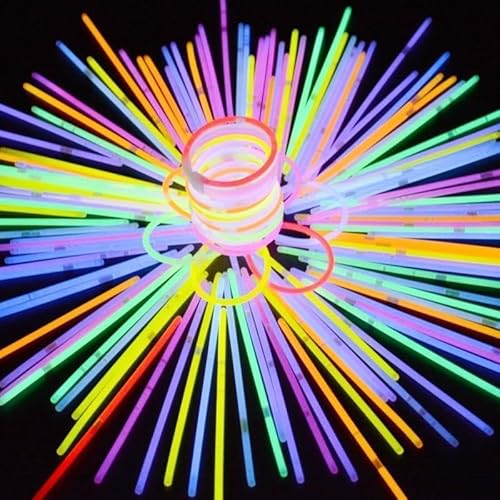 Ultrahelle Leuchtstäbe, Party-Pakete für Kinder/Erwachsene, 296 Stück, leuchtet im Dunkeln, Partyzubehör – 150 Leuchtstäbe, 20,3 cm, mit Leuchtarmbändern, Brillen, Halsketten, Ohrringen Ultrahelle Leuchtstäbe, Party-Pakete für Kinder/Erwachsene, 296 Stück, leuchtet im Dunkeln, Partyzubehör – 150 Leuchtstäbe, 20,3 cm, mit Leuchtarmbändern, Brillen, Halsketten, Ohrringen von Slmeno