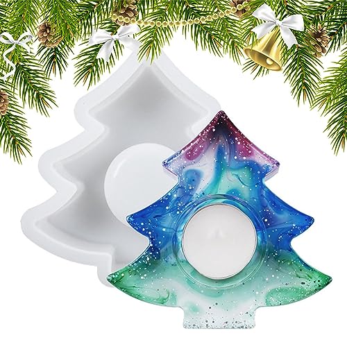 Kerzenhalter Silikonform für Resin | Weihnachtliche Silikonharzform für Teelichthalter - Epoxidharz-Gussformen, DIY-Basteln mit Acrylfarbe, Wachs von Sloane