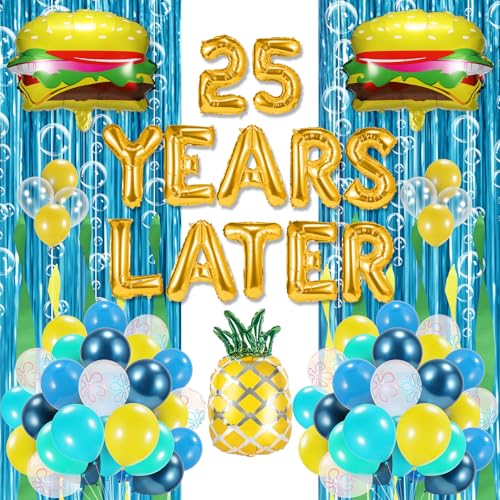 Dekoration zum 25. Geburtstag, Buchstaben-Ballon-Set für Ozean-Mottoparty, Geburtstagsdekoration, Meerjungfrau, Baby-Hai, mit Hamburger-Ballons von Slofunife