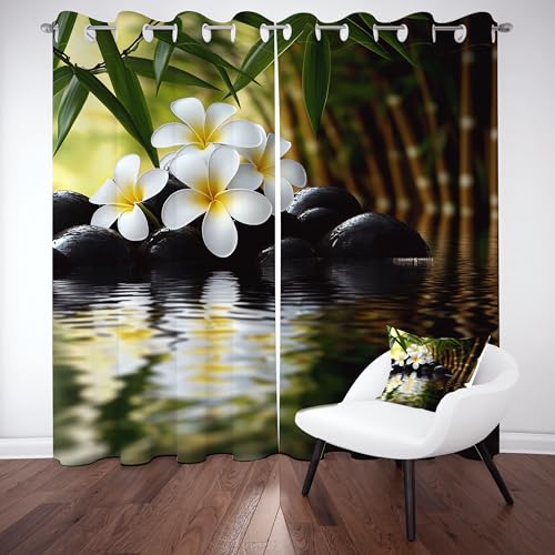 Frangipani Floral Verdunklungsvorhang ösen,Bambus Blätter Gardinen Blickdicht 2er Set, Zen Meditation Schlafzimmer vorhange, kinderzimmer Wohnzimmer 2er Set,210x132 Frangipani Floral Verdunklungsvorhang ösen,Bambus Blätter Gardinen Blickdicht 2er Set, Zen Meditation Schlafzimmer vorhange, kinderzimmer Wohnzimmer 2er Set,210x132 von Slojtdd
