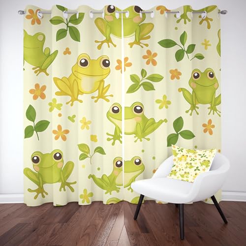 Frosch Verdunklungsvorhang, Karikatur Tiermotiv Thermovorhang kälteschutz ösen, Nette Floral Blätter Blickdichte vorhange, Schlafzimmer kinderzimmer Wohnzimmer 2er Set, 175x140 Frosch Verdunklungsvorhang, Karikatur Tiermotiv Thermovorhang kälteschutz ösen, Nette Floral Blätter Blickdichte vorhange, Schlafzimmer kinderzimmer Wohnzimmer 2er Set, 175x140 von Slojtdd