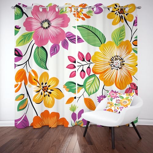 Linie Floral Thermovorhang kälteschutz mit ösen, Modern Art Blumen Gardinen Schlafzimmer Blickdicht verdunklungsvorhang 2er Set, Pflanzen Blätter Landhausstil Vorhang 245x140, für kinderzimmer Linie Floral Thermovorhang kälteschutz mit ösen, Modern Art Blumen Gardinen Schlafzimmer Blickdicht verdunklungsvorhang 2er Set, Pflanzen Blätter Landhausstil Vorhang 245x140, für kinderzimmer von Slojtdd