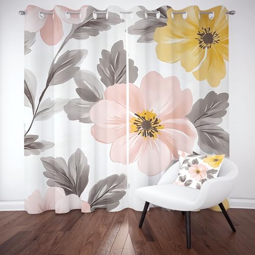 Mohnblume Verdunklungsvorhang, Blätter Floral Thermovorhang kälteschutz ösen, Modern Nordeuropa Minimalist Blickdichte vorhange, Schlafzimmer kinderzimmer Wohnzimmer 2er Set,225x140 Mohnblume Verdunklungsvorhang, Blätter Floral Thermovorhang kälteschutz ösen, Modern Nordeuropa Minimalist Blickdichte vorhange, Schlafzimmer kinderzimmer Wohnzimmer 2er Set,225x140 von Slojtdd