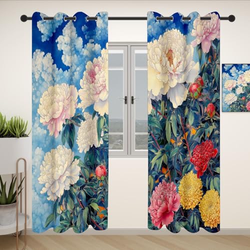 Pfingstrose Blumen Verdunklungsvorhang ösen,Floral Pastoraler Gardinen Blickdicht 2er Set, Blätter Pflanzen Schlafzimmer vorhange, kinderzimmer Wohnzimmer 2er Set,210x132 Pfingstrose Blumen Verdunklungsvorhang ösen,Floral Pastoraler Gardinen Blickdicht 2er Set, Blätter Pflanzen Schlafzimmer vorhange, kinderzimmer Wohnzimmer 2er Set,210x132 von Slojtdd