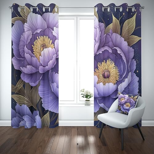 Pfingstrose Floral Thermovorhang kälteschutz mit ösen, Blumen Blätter Gardinen Schlafzimmer Blickdicht verdunklungsvorhang 2er Set, Vintage Pflanzen Vorhang 245x140, für kinderzimmer Pfingstrose Floral Thermovorhang kälteschutz mit ösen, Blumen Blätter Gardinen Schlafzimmer Blickdicht verdunklungsvorhang 2er Set, Vintage Pflanzen Vorhang 245x140, für kinderzimmer von Slojtdd