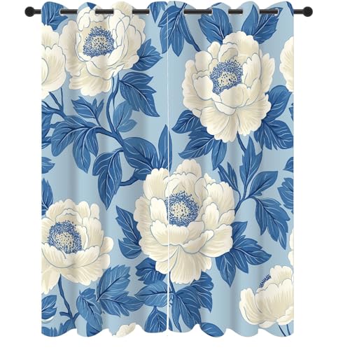 Pfingstrose Vorhang Blickdicht 200x140 für kinderzimmer, Vintage Floral Gardinen mit ösen 2er Set, Blumen Blätter Thermovorhang kälteschutz, Wohnzimmer verdunkelung vorhange Pfingstrose Vorhang Blickdicht 200x140 für kinderzimmer, Vintage Floral Gardinen mit ösen 2er Set, Blumen Blätter Thermovorhang kälteschutz, Wohnzimmer verdunkelung vorhange von Slojtdd