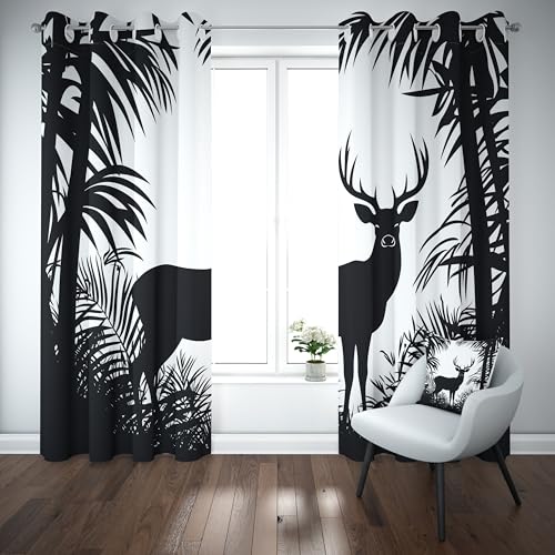 REH Rentier Gardinen mit ösen Blickdicht 2er Set, Dschungel Tierwelt Vorhang Wohnzimmer, 137x132 thermovorhang kälteschutz, Tiermotiv Silhouette Verdunklungsvorhang kinderzimmer REH Rentier Gardinen mit ösen Blickdicht 2er Set, Dschungel Tierwelt Vorhang Wohnzimmer, 137x132 thermovorhang kälteschutz, Tiermotiv Silhouette Verdunklungsvorhang kinderzimmer von Slojtdd
