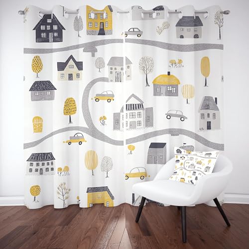 Slojtdd Architektur Stadt Thermovorhang kälteschutz mit ösen, Karikatur Auto Gardinen Schlafzimmer Blickdicht verdunklungsvorhang 2er Set, Sreet Rustikal Vorhang 245x140, für kinderzimmer Slojtdd Architektur Stadt Thermovorhang kälteschutz mit ösen, Karikatur Auto Gardinen Schlafzimmer Blickdicht verdunklungsvorhang 2er Set, Sreet Rustikal Vorhang 245x140, für kinderzimmer von Slojtdd