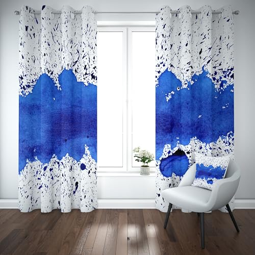 Slojtdd Blau Tinte Vorhang Blickdicht 200x140 für kinderzimmer, Abstrakte Chic Gardinen mit ösen 2er Set, Modern Tintenspritzer Thermovorhang kälteschutz, Wohnzimmer verdunkelung vorhange Slojtdd Blau Tinte Vorhang Blickdicht 200x140 für kinderzimmer, Abstrakte Chic Gardinen mit ösen 2er Set, Modern Tintenspritzer Thermovorhang kälteschutz, Wohnzimmer verdunkelung vorhange von Slojtdd
