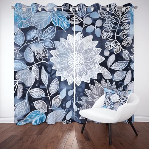 Slojtdd Dahlie Floral Verdunklungsvorhang ösen,Blumen Pflanzen Gardinen Blickdicht 2er Set, Vintage Handgezeichnet Schlafzimmer vorhange, kinderzimmer Wohnzimmer 2er Set,210x132 Slojtdd Dahlie Floral Verdunklungsvorhang ösen,Blumen Pflanzen Gardinen Blickdicht 2er Set, Vintage Handgezeichnet Schlafzimmer vorhange, kinderzimmer Wohnzimmer 2er Set,210x132 von Slojtdd