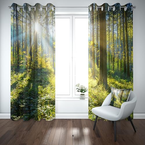 Slojtdd Dschungel Pflanzen Thermovorhang kälteschutz mit ösen, Sonnenuntergang Wald Gardinen Schlafzimmer Blickdicht verdunklungsvorhang 2er Set, Nature Landschaft Vorhang 220x140, für kinderzimmer Slojtdd Dschungel Pflanzen Thermovorhang kälteschutz mit ösen, Sonnenuntergang Wald Gardinen Schlafzimmer Blickdicht verdunklungsvorhang 2er Set, Nature Landschaft Vorhang 220x140, für kinderzimmer von Slojtdd