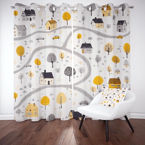 Slojtdd Karikatur Architektur Verdunklungsvorhang, Rustikal Stadt Thermovorhang kälteschutz ösen, Dschungel Sreet Blickdichte vorhange, Schlafzimmer kinderzimmer Wohnzimmer 2er Set, 175x140 Slojtdd Karikatur Architektur Verdunklungsvorhang, Rustikal Stadt Thermovorhang kälteschutz ösen, Dschungel Sreet Blickdichte vorhange, Schlafzimmer kinderzimmer Wohnzimmer 2er Set, 175x140 von Slojtdd