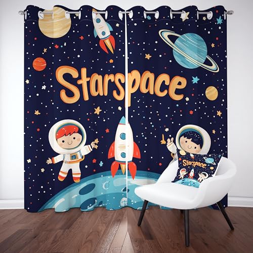 Slojtdd Karikatur Astronaut Verdunklungsvorhang ösen,Universum Planet Gardinen Blickdicht 2er Set, Galaxie Sternenhimmel Schlafzimmer vorhange, kinderzimmer Wohnzimmer 2er Set,210x132 Slojtdd Karikatur Astronaut Verdunklungsvorhang ösen,Universum Planet Gardinen Blickdicht 2er Set, Galaxie Sternenhimmel Schlafzimmer vorhange, kinderzimmer Wohnzimmer 2er Set,210x132 von Slojtdd