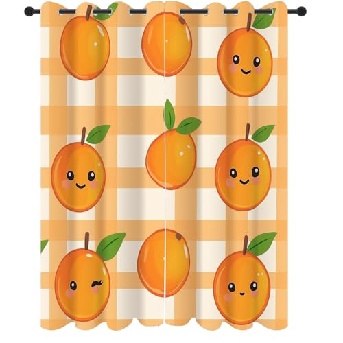 Slojtdd Karikatur Orange Vorhang Blickdicht 137x90 für kinderzimmer, Nette Sommer Früchte Gardinen mit ösen 2er Set, Büffelkaro Thermovorhang kälteschutz, Wohnzimmer verdunkelung vorhange Slojtdd Karikatur Orange Vorhang Blickdicht 137x90 für kinderzimmer, Nette Sommer Früchte Gardinen mit ösen 2er Set, Büffelkaro Thermovorhang kälteschutz, Wohnzimmer verdunkelung vorhange von Slojtdd