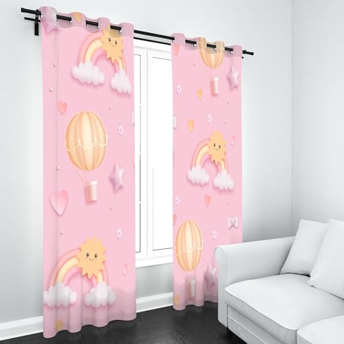 Slojtdd Karikatur Regenbogen Thermovorhang kälteschutz mit ösen, Niedlich Sonne Gardinen Schlafzimmer Blickdicht verdunklungsvorhang 2er Set, Stern Heißluftballon Vorhang 245x140, für kinderzimmer Slojtdd Karikatur Regenbogen Thermovorhang kälteschutz mit ösen, Niedlich Sonne Gardinen Schlafzimmer Blickdicht verdunklungsvorhang 2er Set, Stern Heißluftballon Vorhang 245x140, für kinderzimmer von Slojtdd