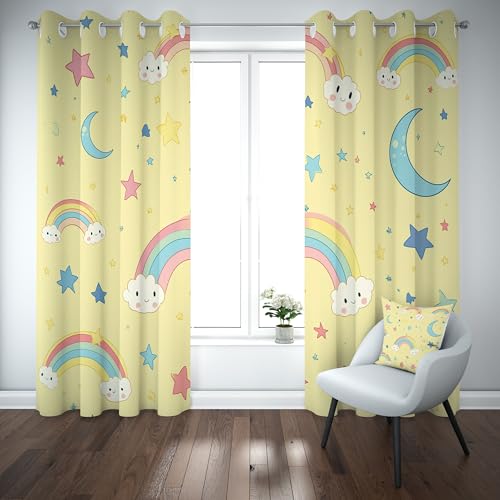 Slojtdd Karikatur Regenbogen Verdunklungsvorhang ösen,Sternen Mond Gardinen Blickdicht 2er Set, Karikatur Wolke Schlafzimmer vorhange, kinderzimmer Wohnzimmer 2er Set,210x132 Slojtdd Karikatur Regenbogen Verdunklungsvorhang ösen,Sternen Mond Gardinen Blickdicht 2er Set, Karikatur Wolke Schlafzimmer vorhange, kinderzimmer Wohnzimmer 2er Set,210x132 von Slojtdd