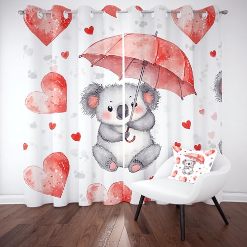 Slojtdd Karikatur Tiermotiv Verdunklungsvorhang ösen,Niedlich Waldtiere Gardinen Blickdicht 2er Set, Aquarell Liebe Herz Schlafzimmer vorhange, kinderzimmer Wohnzimmer 2er Set,210x132 Slojtdd Karikatur Tiermotiv Verdunklungsvorhang ösen,Niedlich Waldtiere Gardinen Blickdicht 2er Set, Aquarell Liebe Herz Schlafzimmer vorhange, kinderzimmer Wohnzimmer 2er Set,210x132 von Slojtdd