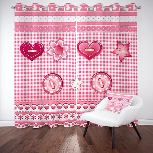 Slojtdd Liebe Herz Verdunklungsvorhang, Stern Floral Kariert Thermovorhang kälteschutz ösen, Kawaii Buffalo Plaid Blickdichte vorhange, Schlafzimmer kinderzimmer Wohnzimmer 2er Set, 175x140 Slojtdd Liebe Herz Verdunklungsvorhang, Stern Floral Kariert Thermovorhang kälteschutz ösen, Kawaii Buffalo Plaid Blickdichte vorhange, Schlafzimmer kinderzimmer Wohnzimmer 2er Set, 175x140 von Slojtdd