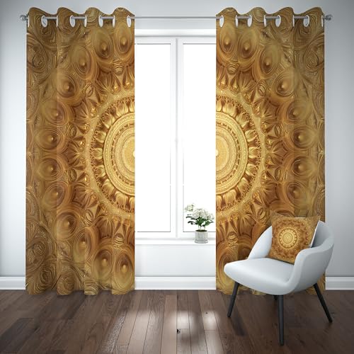 Slojtdd Mandala Floral Gardinen mit ösen Blickdicht 2er Set, Bohemian Indien Blumen Vorhang Wohnzimmer, 137x132 thermovorhang kälteschutz, Boho Luxus Exotisch Verdunklungsvorhang kinderzimmer Slojtdd Mandala Floral Gardinen mit ösen Blickdicht 2er Set, Bohemian Indien Blumen Vorhang Wohnzimmer, 137x132 thermovorhang kälteschutz, Boho Luxus Exotisch Verdunklungsvorhang kinderzimmer von Slojtdd
