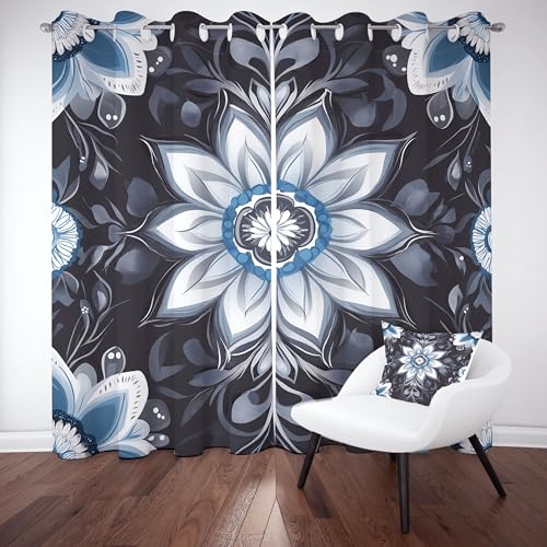 Slojtdd Mandala Floral Vorhang Blickdicht 200x140 für kinderzimmer, Boho Abstrakte Blumen Gardinen mit ösen 2er Set, Modern Chic Art Thermovorhang kälteschutz, Wohnzimmer verdunkelung vorhange Slojtdd Mandala Floral Vorhang Blickdicht 200x140 für kinderzimmer, Boho Abstrakte Blumen Gardinen mit ösen 2er Set, Modern Chic Art Thermovorhang kälteschutz, Wohnzimmer verdunkelung vorhange von Slojtdd