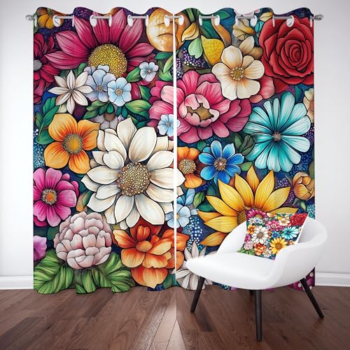 Slojtdd Mehrfarbig Floral Thermovorhang kälteschutz mit ösen, Pflanzen Blumen Gardinen Schlafzimmer Blickdicht verdunklungsvorhang 2er Set, Vintage Rustikal Vorhang 245x140, für kinderzimmer Slojtdd Mehrfarbig Floral Thermovorhang kälteschutz mit ösen, Pflanzen Blumen Gardinen Schlafzimmer Blickdicht verdunklungsvorhang 2er Set, Vintage Rustikal Vorhang 245x140, für kinderzimmer von Slojtdd