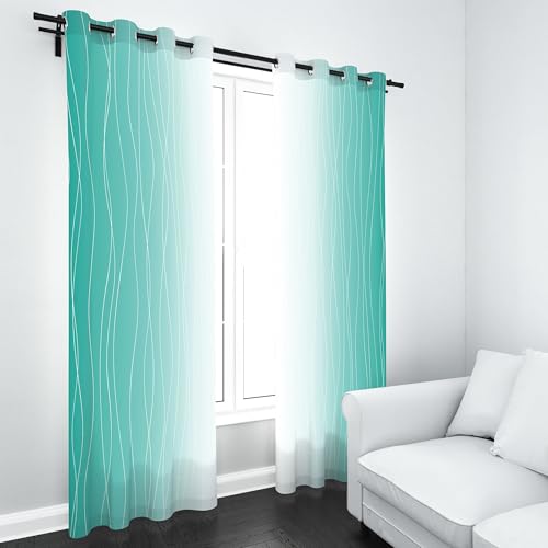 Slojtdd Ombre Abstrakte Gardinen mit ösen Blickdicht 2er Set, Linie Geometrie Vorhang Wohnzimmer, 137x132 thermovorhang kälteschutz, Chic Modern Verdunklungsvorhang kinderzimmer Slojtdd Ombre Abstrakte Gardinen mit ösen Blickdicht 2er Set, Linie Geometrie Vorhang Wohnzimmer, 137x132 thermovorhang kälteschutz, Chic Modern Verdunklungsvorhang kinderzimmer von Slojtdd