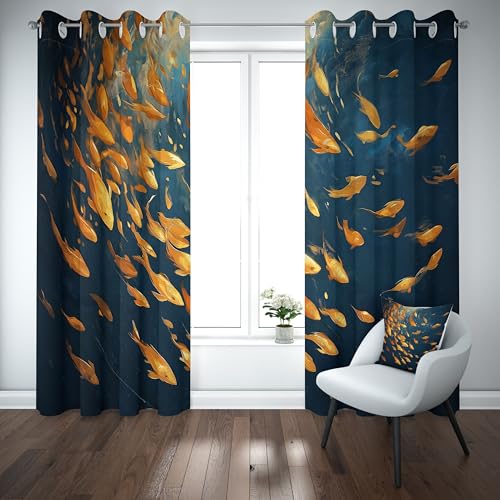 Slojtdd Ozean Fische Verdunklungsvorhang ösen,Tropisch Marine Tier Gardinen Blickdicht 2er Set, Unterwasserwelt Schlafzimmer vorhange, kinderzimmer Wohnzimmer 2er Set,210x132 Slojtdd Ozean Fische Verdunklungsvorhang ösen,Tropisch Marine Tier Gardinen Blickdicht 2er Set, Unterwasserwelt Schlafzimmer vorhange, kinderzimmer Wohnzimmer 2er Set,210x132 von Slojtdd