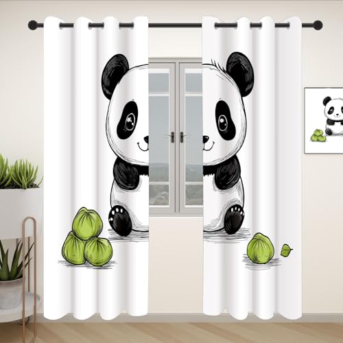 Slojtdd Panda Gardinen mit ösen Blickdicht 2er Set, Nette Tiermotiv Vorhang Wohnzimmer, 137x132 thermovorhang kälteschutz, Karikatur Wildtier Verdunklungsvorhang kinderzimmer Slojtdd Panda Gardinen mit ösen Blickdicht 2er Set, Nette Tiermotiv Vorhang Wohnzimmer, 137x132 thermovorhang kälteschutz, Karikatur Wildtier Verdunklungsvorhang kinderzimmer von Slojtdd